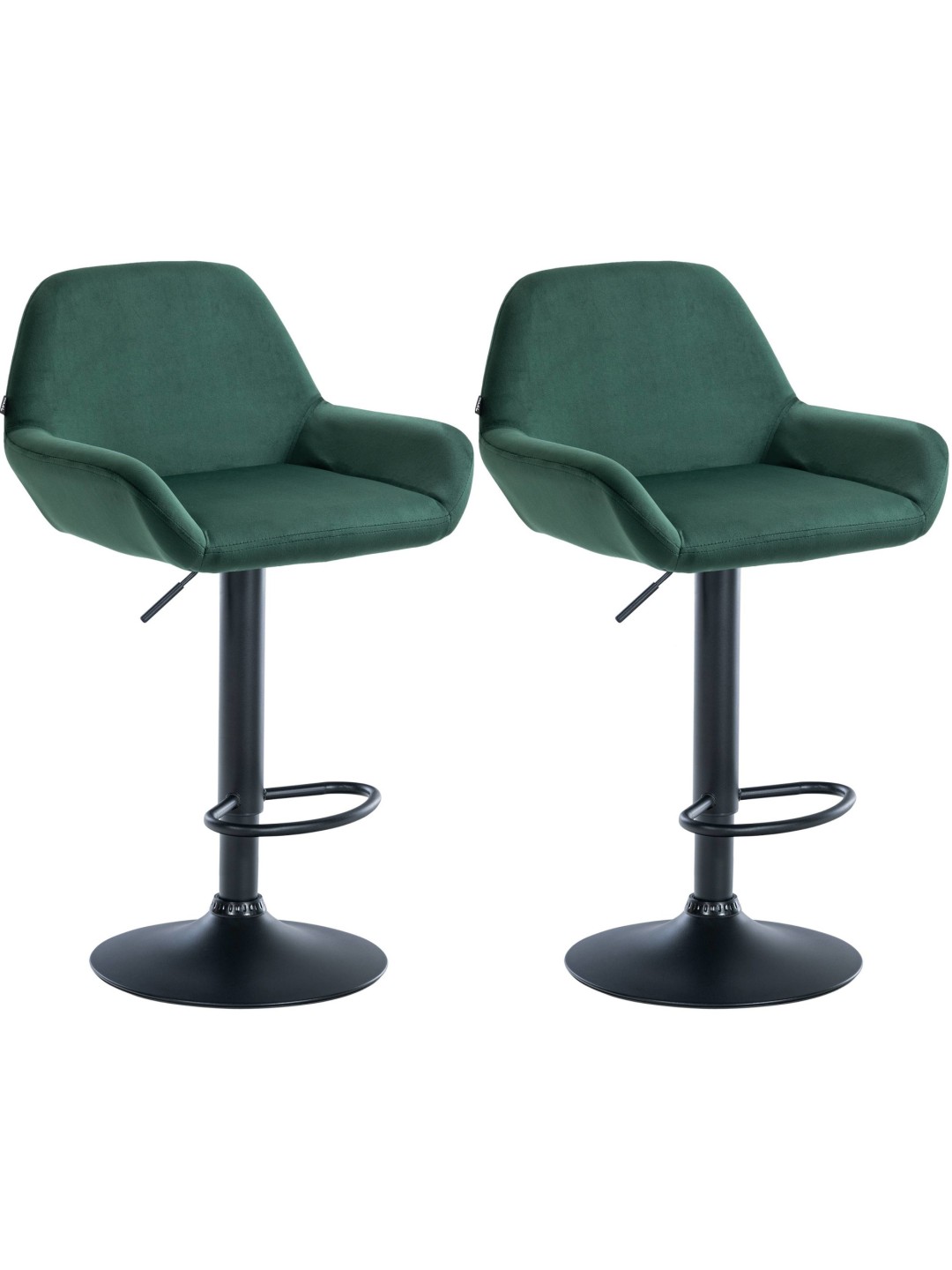Juego de 2 taburetes de bar Braga terciopelo, verde oscuro