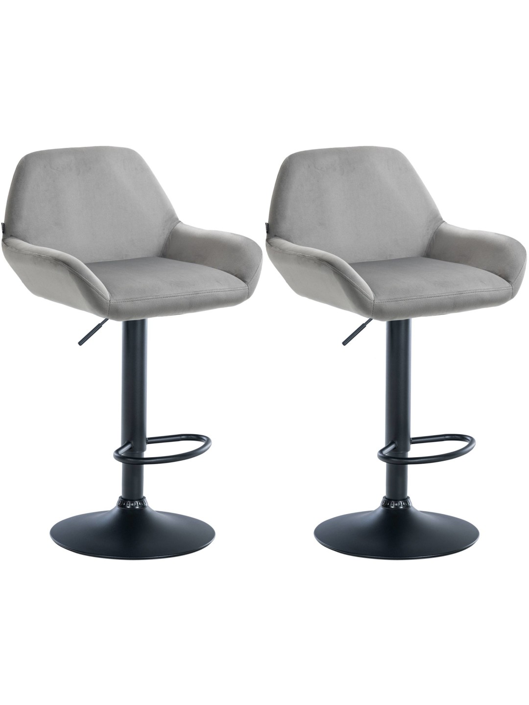 Juego de 2 taburetes de bar Braga terciopelo, gris