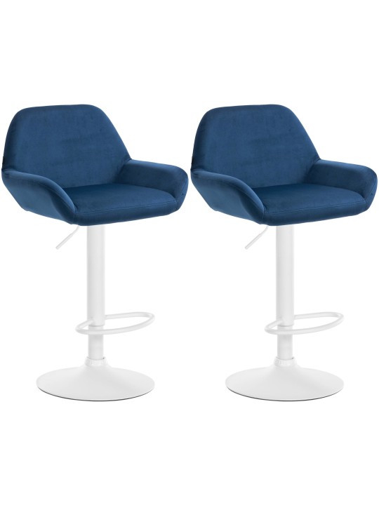 Juego de 2 taburetes de bar Braga terciopelo, azul Juego de 2 taburetes de bar Braga terciopelo, azul