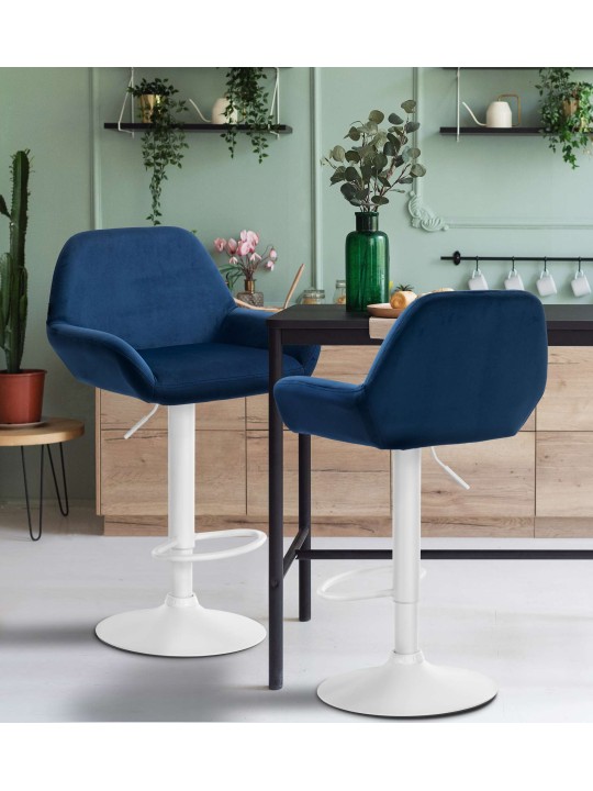 Juego de 2 taburetes de bar Braga terciopelo, azul Juego de 2 taburetes de bar Braga terciopelo, azul