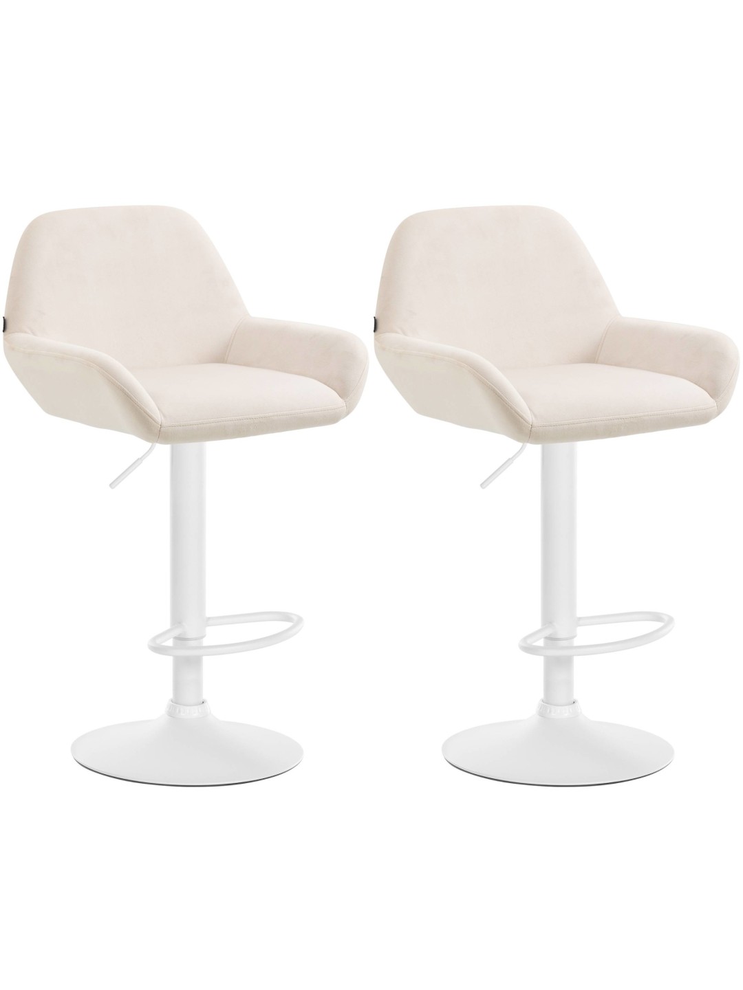 Juego de 2 taburetes de bar Braga terciopelo, crema