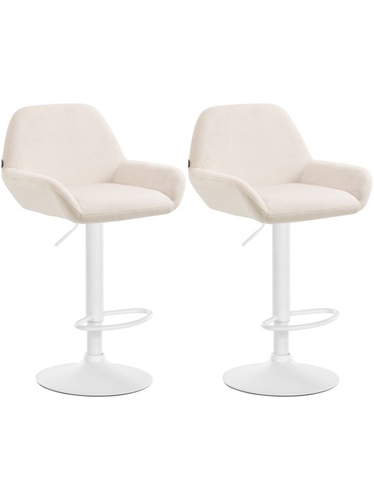 Juego de 2 taburetes de bar Braga terciopelo, crema