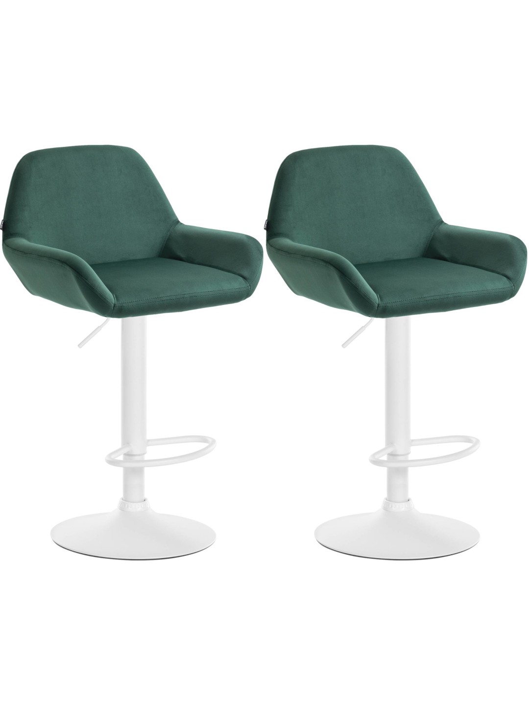 Juego de 2 taburetes de bar Braga terciopelo, verde oscuro