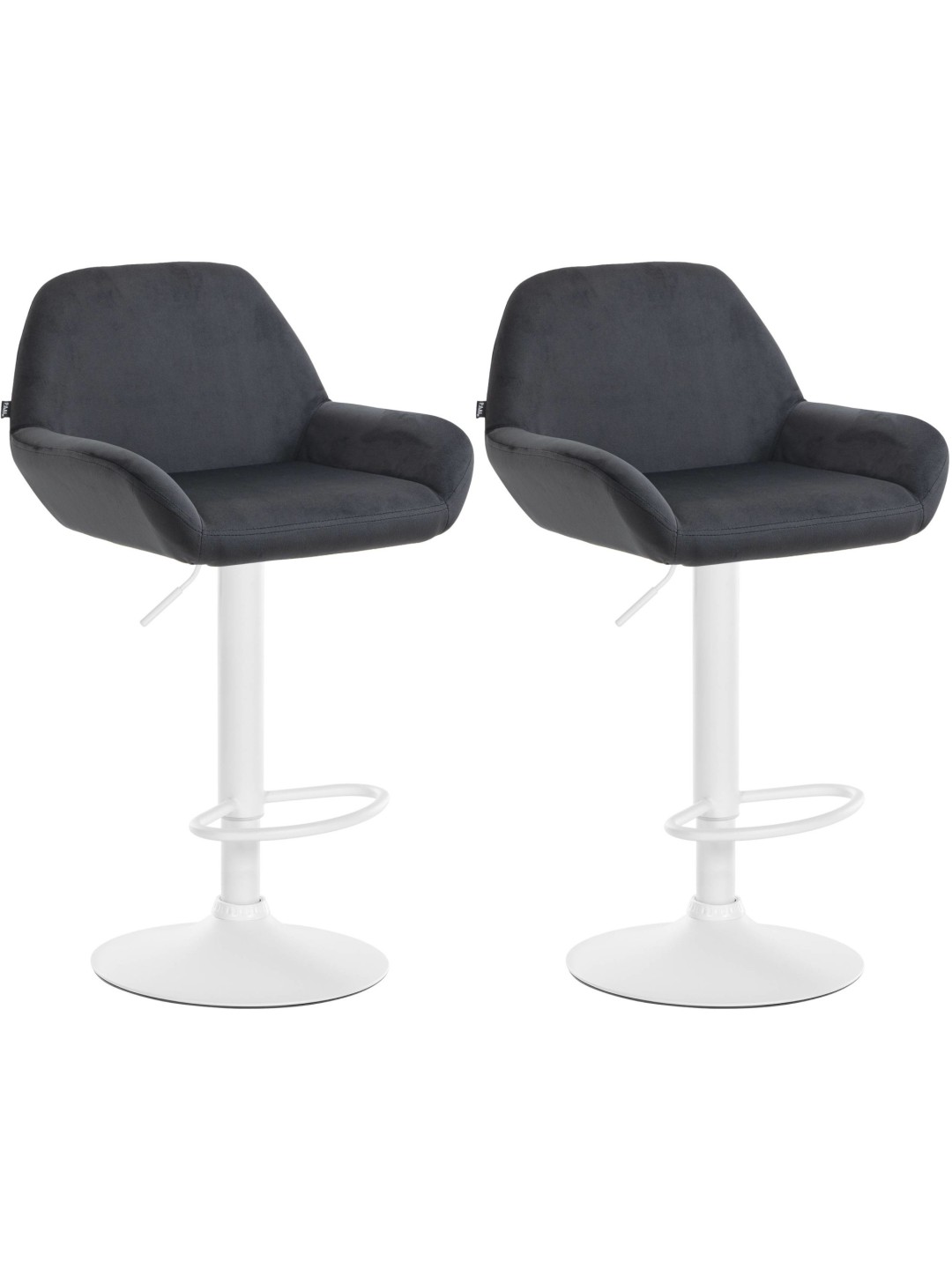 Juego de 2 taburetes de bar Braga terciopelo, negro