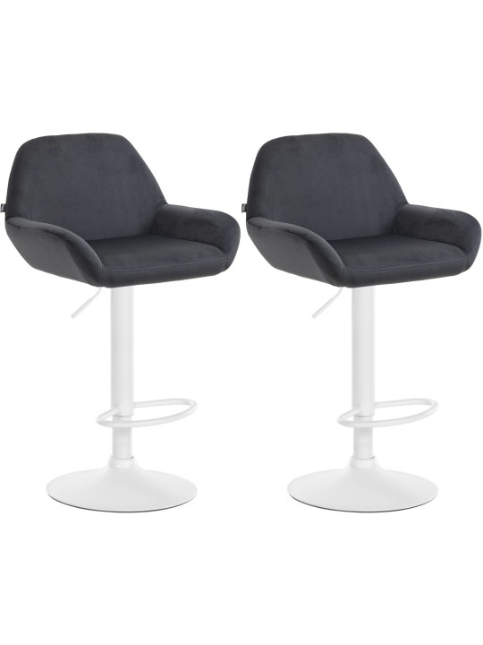 Juego de 2 taburetes de bar Braga terciopelo, negro