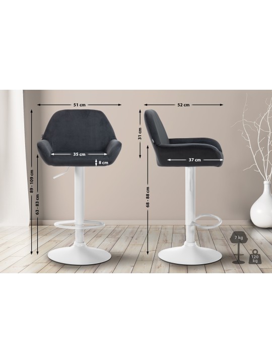 Juego de 2 taburetes de bar Braga terciopelo, negro
