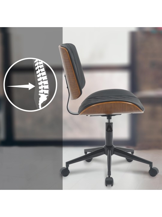 Silla de oficina Plover piel sintética, nogal/negro