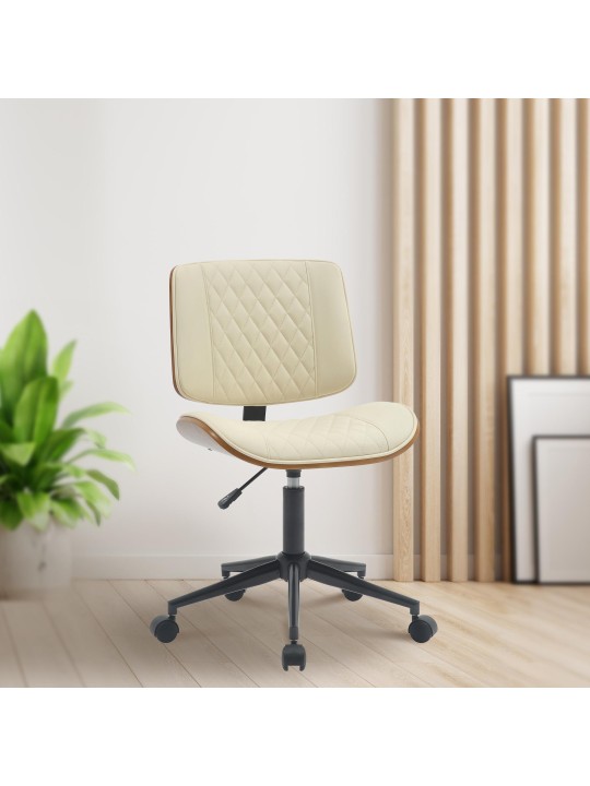 Silla de oficina Plover piel sintética, nogal/crema