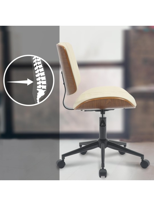 Silla de oficina Plover piel sintética, nogal/crema