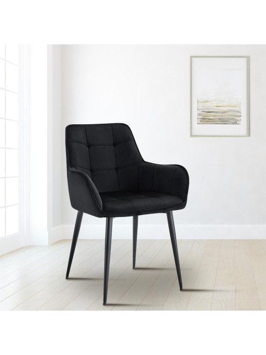 Silla de comedor Ferndale de terciopelo, negro