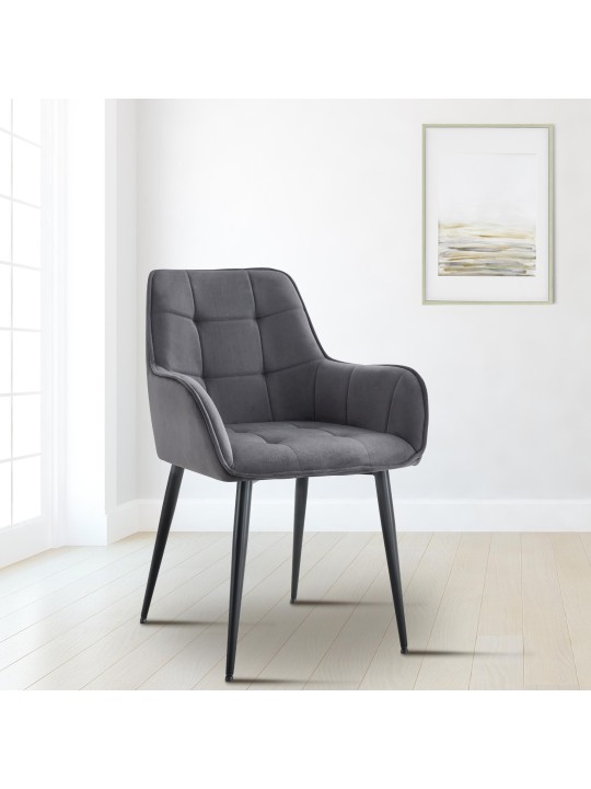 Silla de comedor Ferndale de terciopelo, gris oscuro