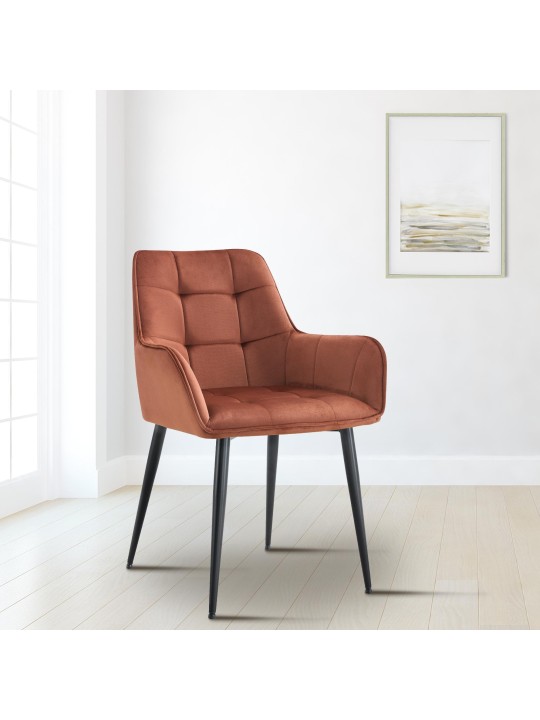 Silla de comedor Ferndale de terciopelo, marrón