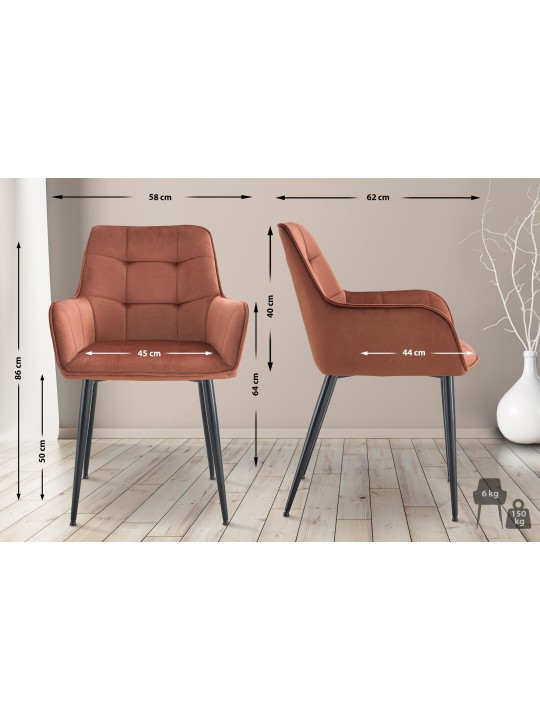 Silla de comedor Ferndale de terciopelo, marrón