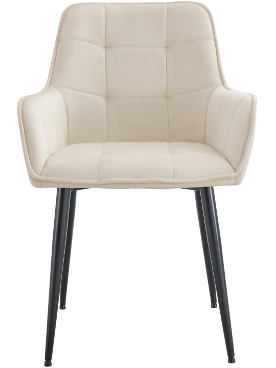 Silla de comedor Ferndale de terciopelo, crema