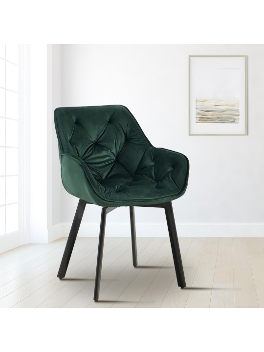 Silla de comedor Antigo terciopelo, verde