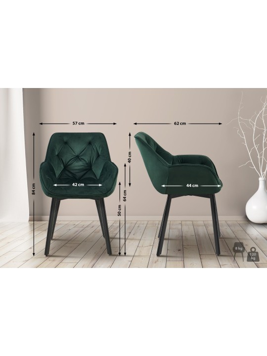 Silla de comedor Antigo terciopelo, verde