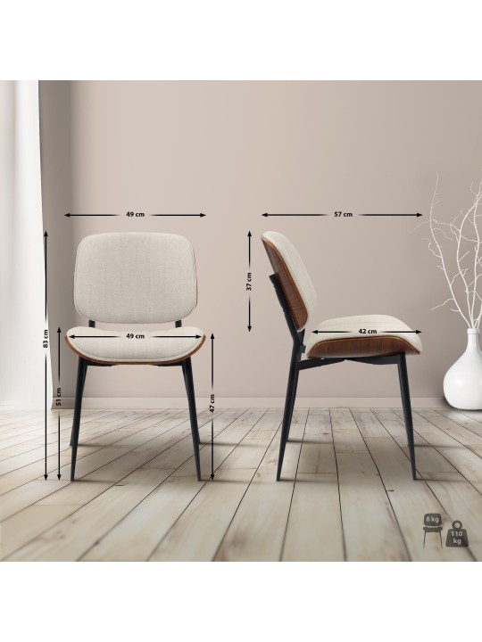 Silla de visita tela Tiffin, nogal/crema Silla de visita tela Tiffin, nogal/crema