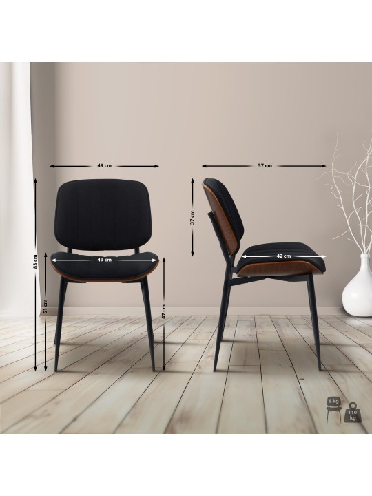 Silla de visita tela Tiffin, nogal/negro Silla de visita tela Tiffin, nogal/negro