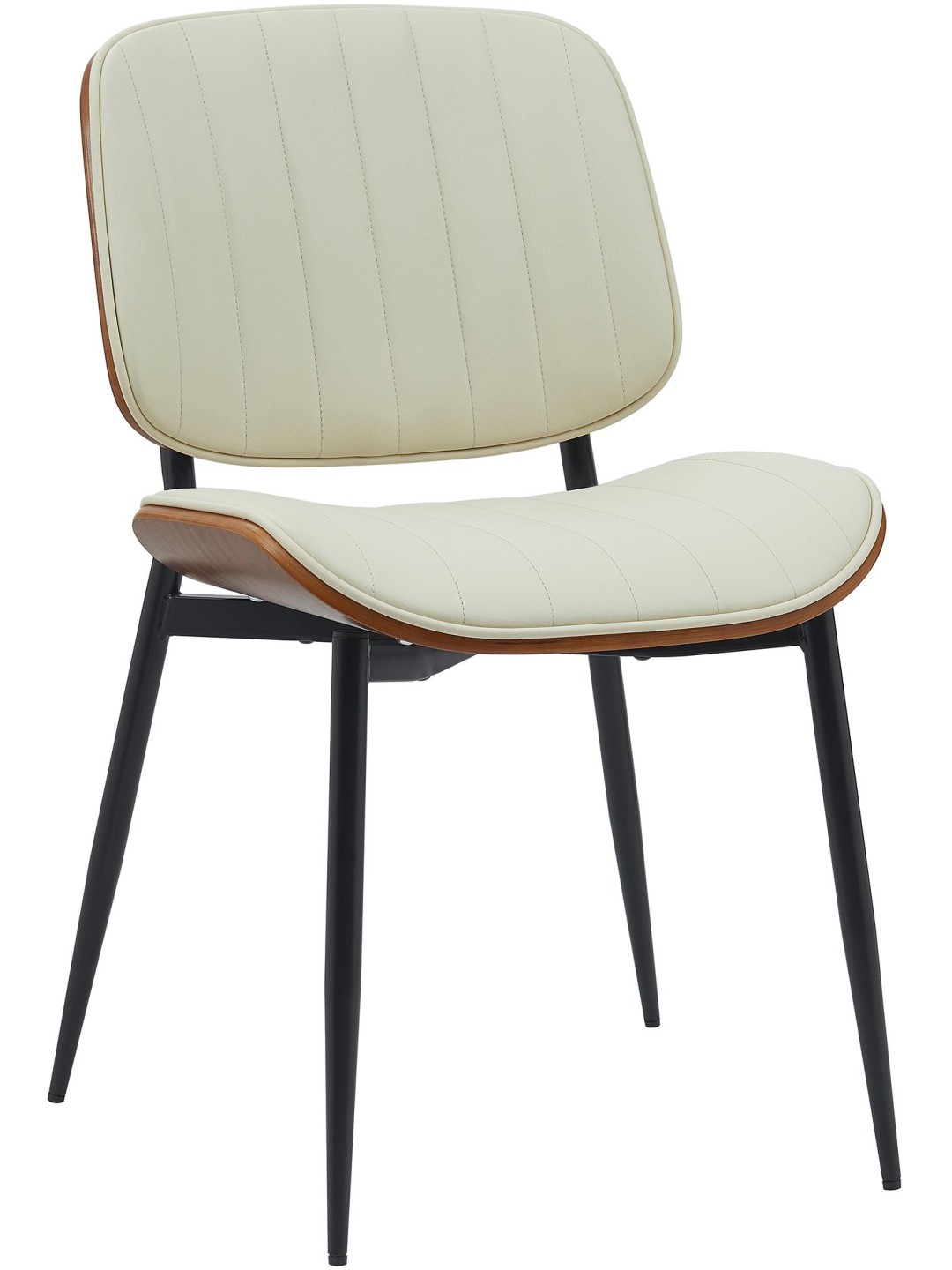 Silla de visita Tiffin de piel sintética, nogal/crema