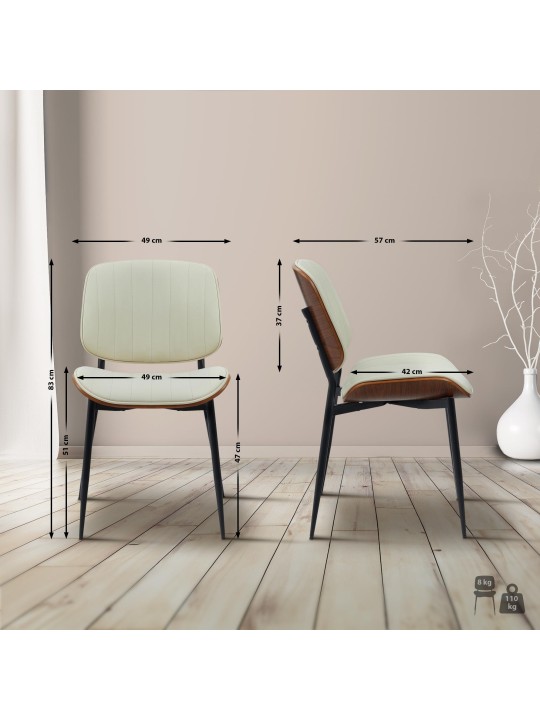 Silla de visita Tiffin de piel sintética, nogal/crema Silla de visita Tiffin de piel sintética, nogal/crema