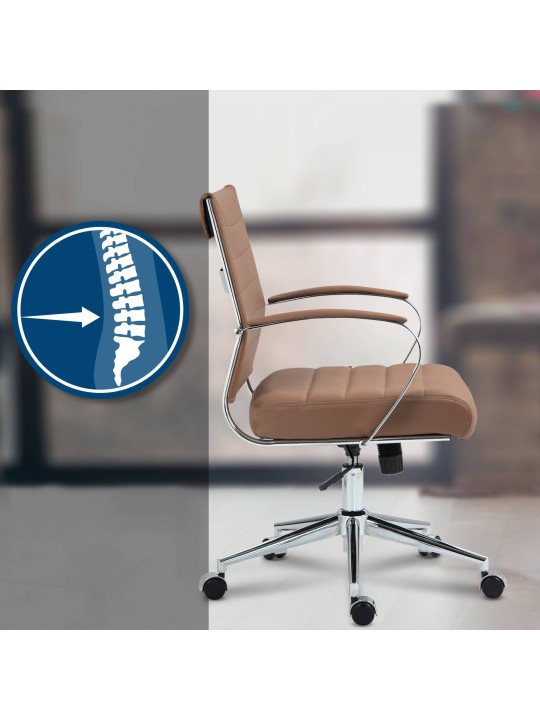 Silla de oficina Oakland cuero auténtico, marrón claro