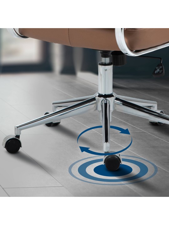 Silla de oficina Oakland cuero auténtico, marrón claro