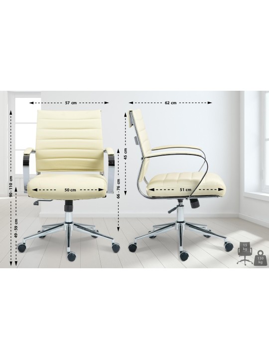 Silla de oficina Oakland polipiel, crema