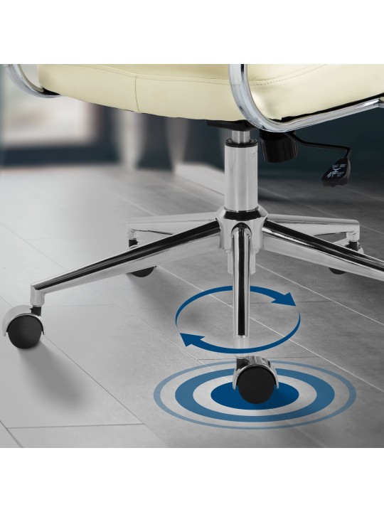 Silla de oficina Oakland polipiel, crema