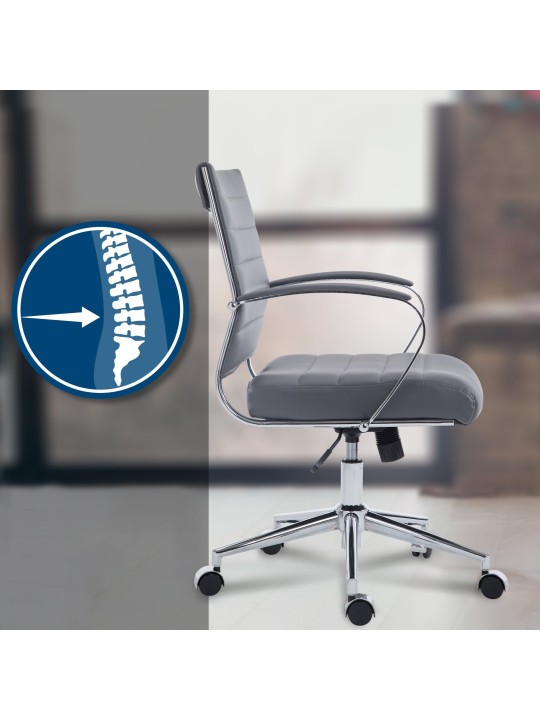 Silla de oficina Oakland polipiel, gris