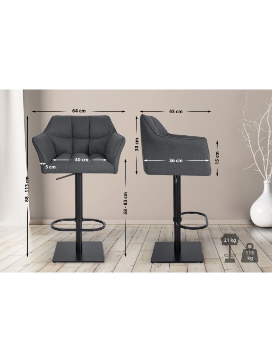 Taburete de bar Damaso B fieltro, gris