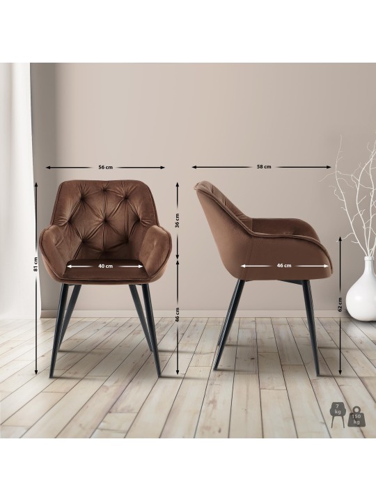 Silla de visita Cassis terciopelo, marrón