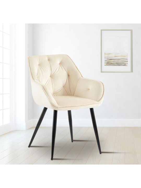 Silla de visita Cassis terciopelo, crema