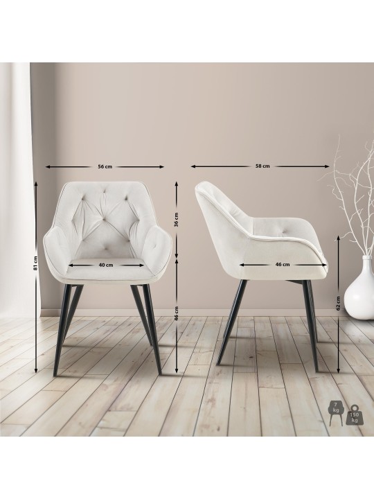 Silla de visita Cassis terciopelo, gris claro