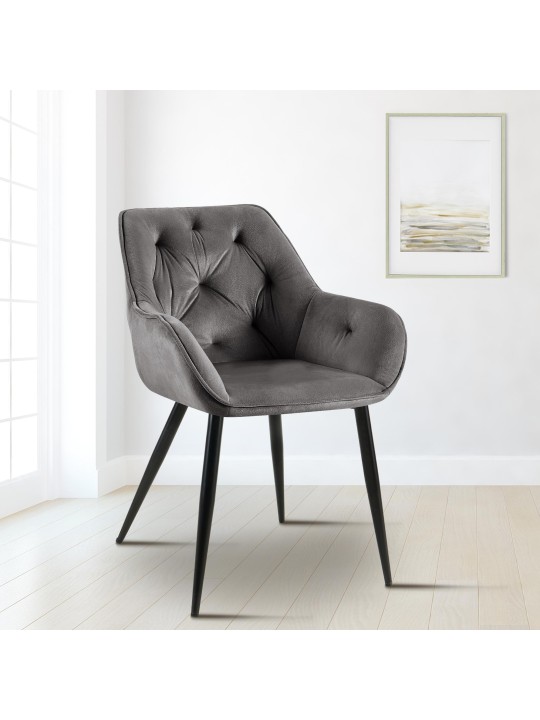 Silla de visita Cassis terciopelo, gris oscuro