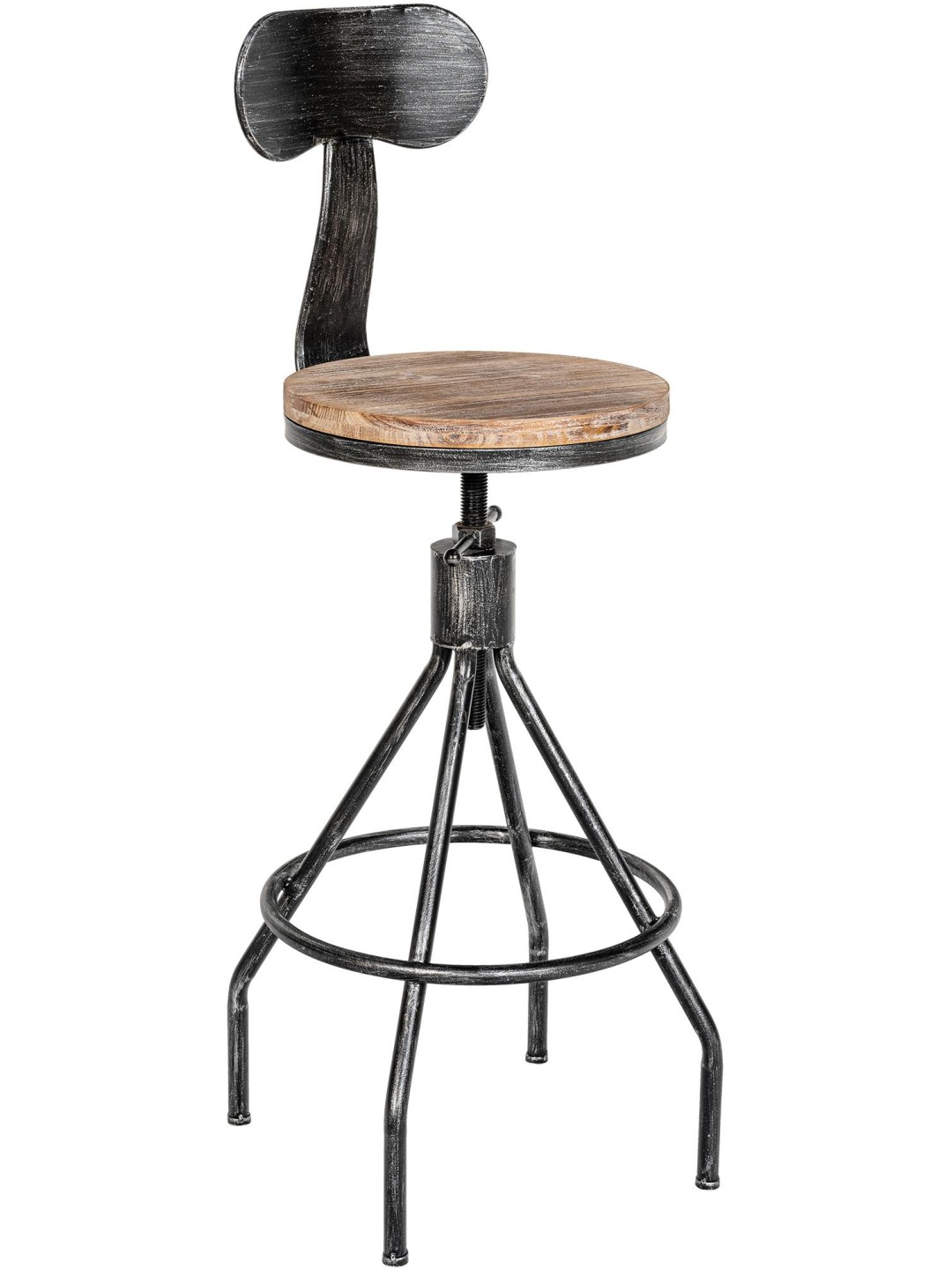 Taburete de bar Hanam, plata antigua