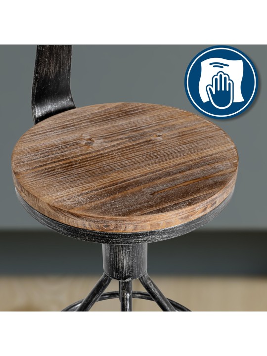 Taburete de bar Hanam, plata antigua