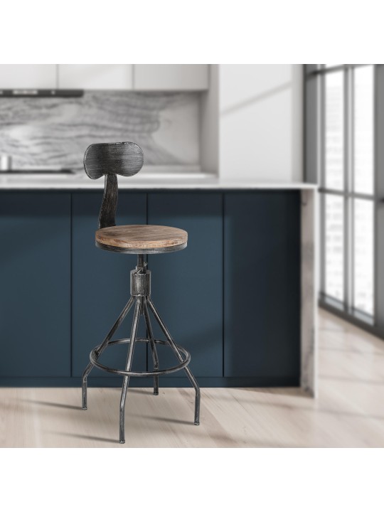 Taburete de bar Hanam, plata antigua