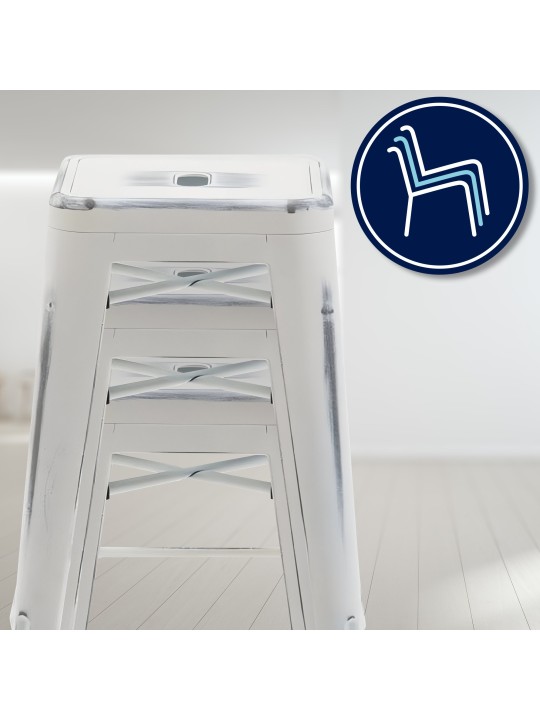 Taburete de bar Joshua, blanco antiguo