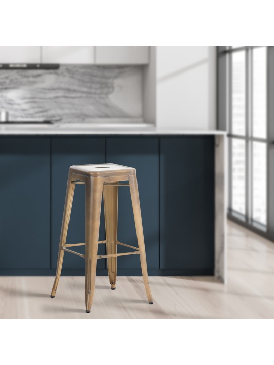 Juego de 2 taburetes de bar Joshua, oro