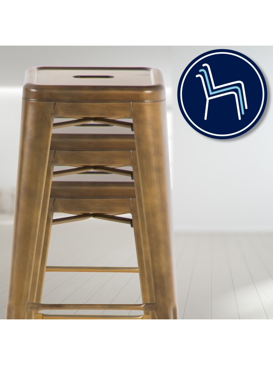 Juego de 2 taburetes de bar Joshua, oro