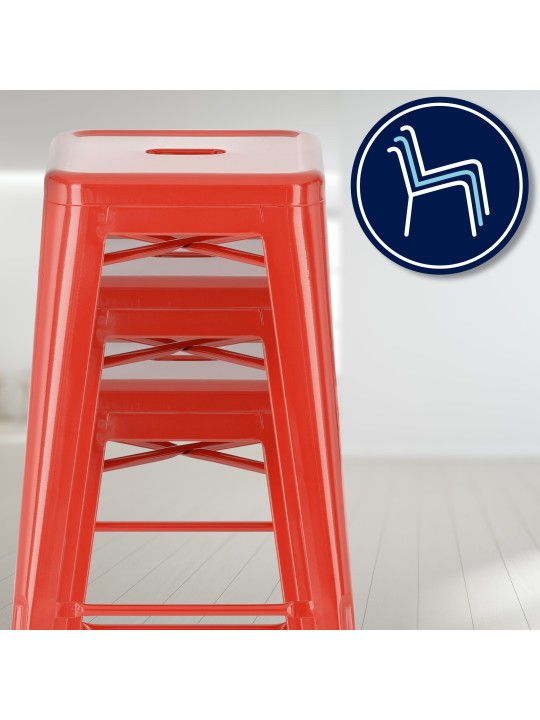 Juego de 2 taburetes de bar Joshua, rojo Juego de 2 taburetes de bar Joshua, rojo