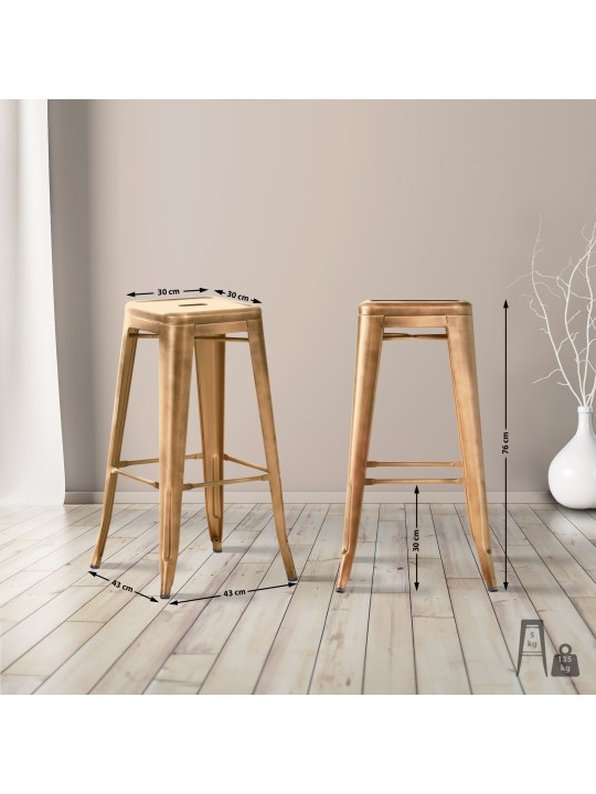 Juego de 4 taburetes de bar Joshua, oro