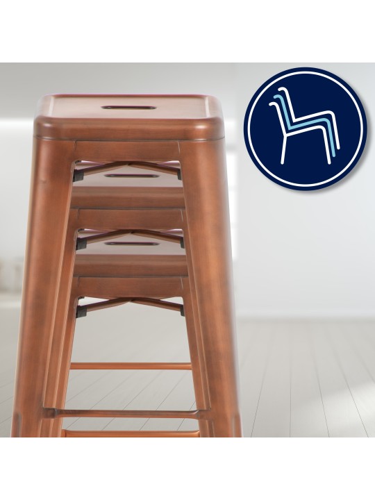 Juego de 4 taburetes de bar Joshua, cobre
