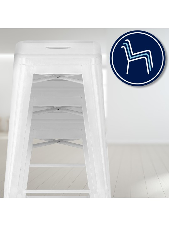 Juego de 4 taburetes de bar Joshua, blanco