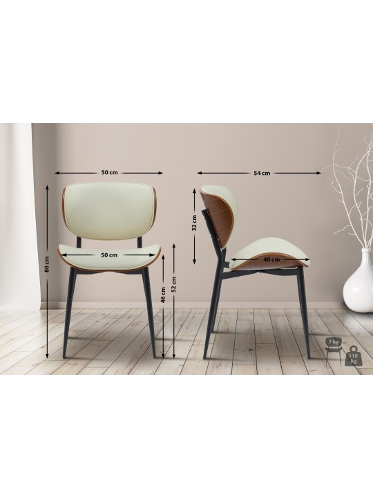 Silla de visita Enid símil piel, nogal/crema