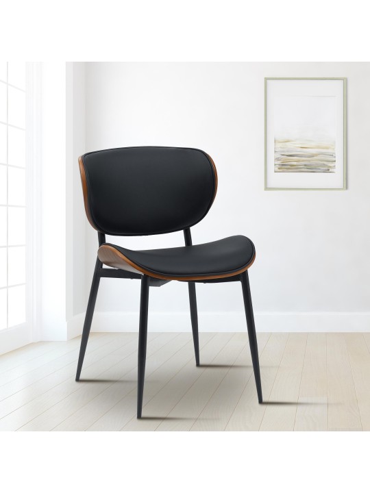 Silla de visita Enid símil piel, nogal/negro