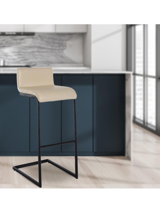 Taburete de bar Newport piel sintética B, crema