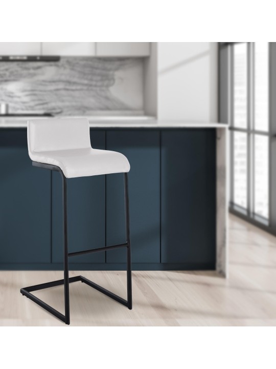 Taburete de bar Newport piel sintética B, blanco