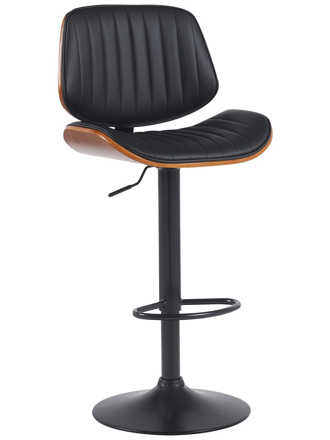 Taburete de bar Clawson de piel sintética, nogal/negro