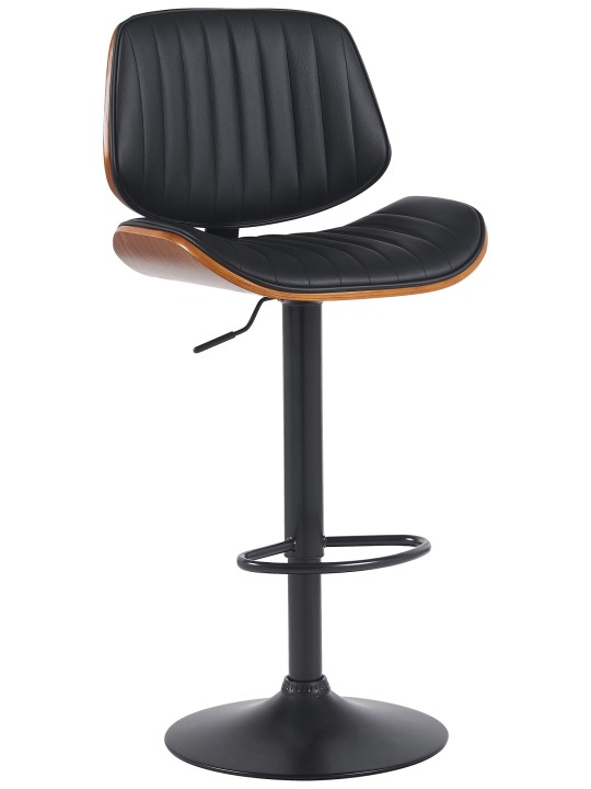 Taburete de bar Clawson de piel sintética, nogal/negro